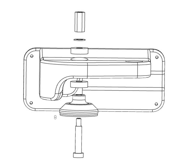 schematics of the left axis in the top body of the can seamer