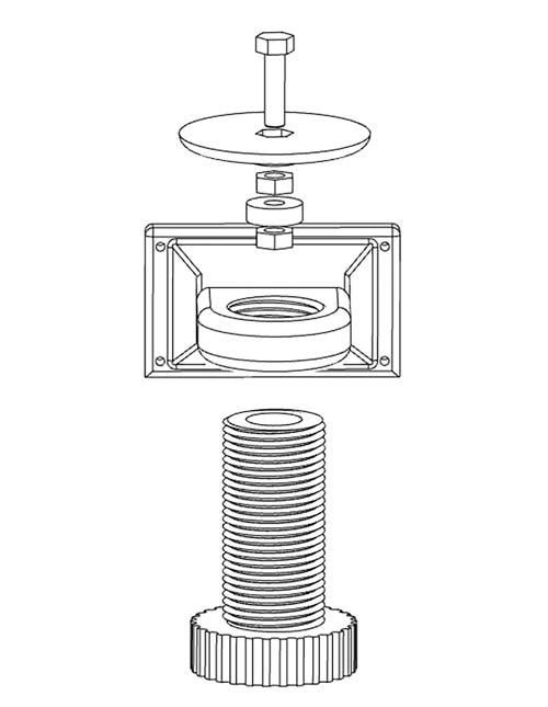 schematics for the bottom body piece for the can seamer