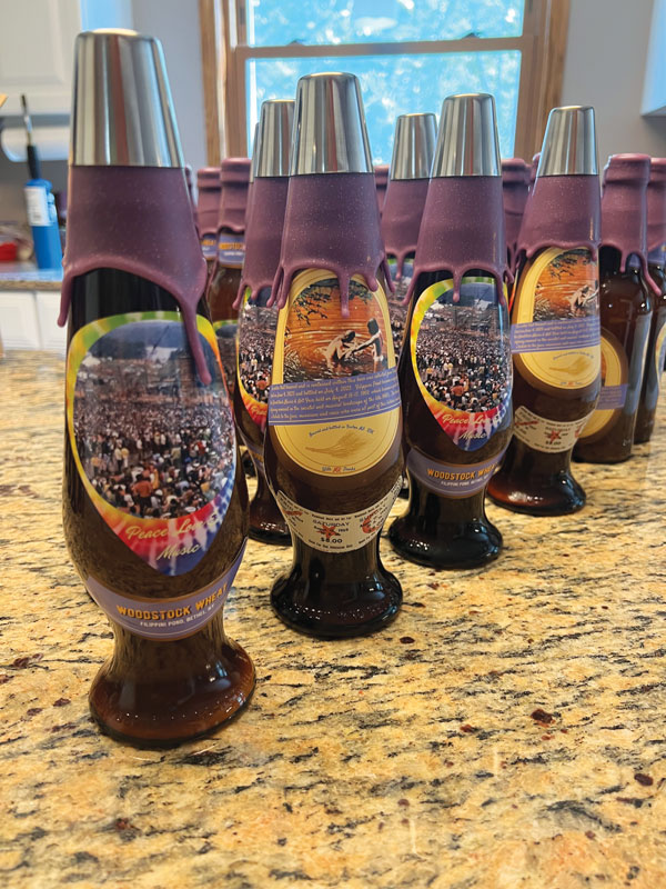 Michelob bottles from the 1960s adorned with labels and caps by the author