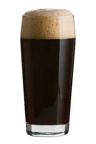 Pint glass of porter.